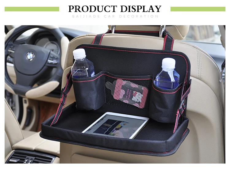 Premium Oxford 600D Foldable Car Back Seat Organizer With Tray