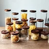 1000 ML Glass Jar Glass Food Storage Jar Container For Kitchen Accessories Glass Storage Bamboo Lid Jar