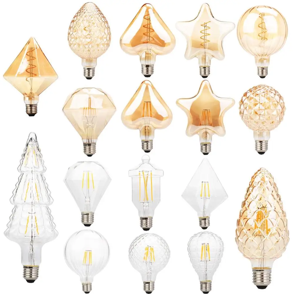 E27 Dimmable LED Filament Light Bulb Vintage Retro Edison Filament LED Bulb 4W 6W 8W Unique Decorative Lamp Bulb