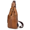 3 Color New Products Man Genuine Leather Usb Charging One Shoulder Fashion Sling Single Backpack Chest Bag