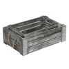 Rustic Gray Wooden Basket With Rope Handles For Kitchen, Bathroom