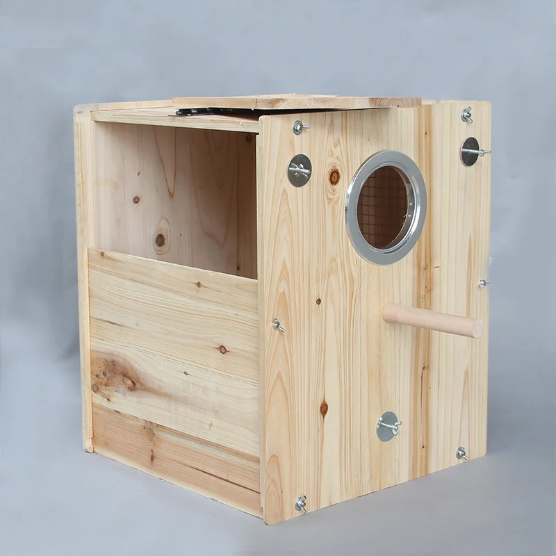 Natural Wooden Large Breeding Nest Box For Big Parrot Bird ...