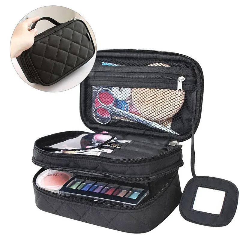 Multifunctional Make Up Bag Women Makeup Brush Bag With Mirror Travel ...