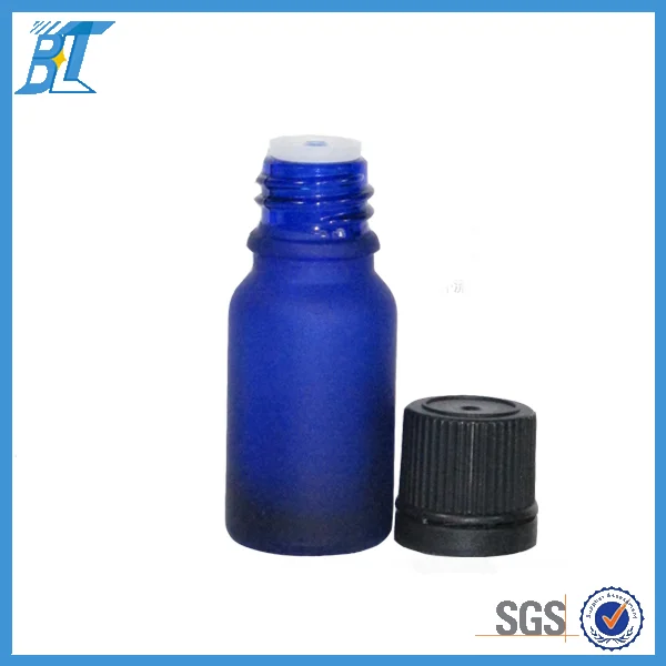 blue color essential oil glass bottle