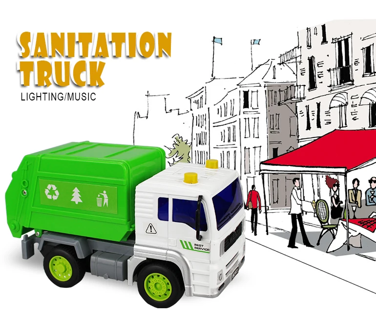 1/20 Plastic Green Rc Model Toy Remote Control Garbage Trucks For Sale