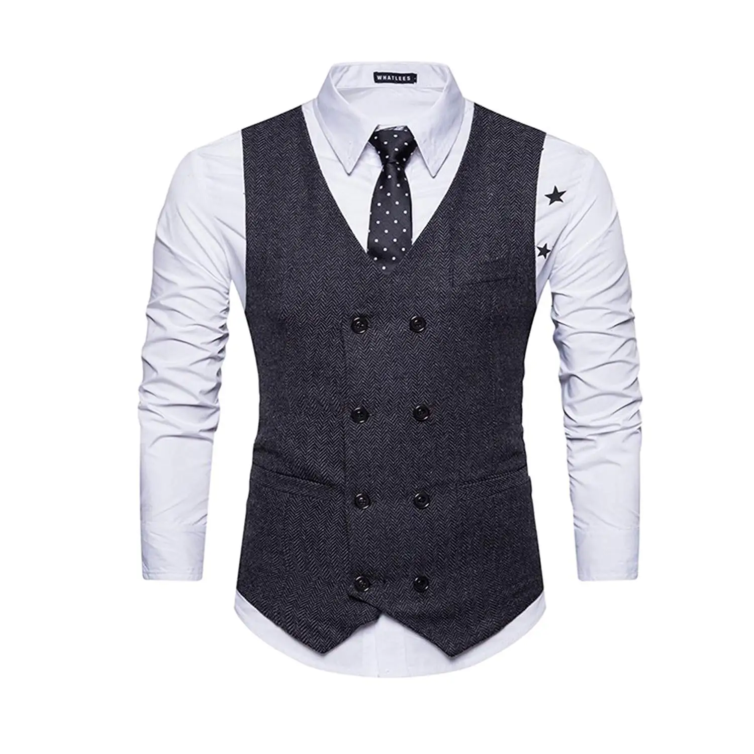 HTOOHTOOH Mens Formal Pinstripe Fashion Suit Vest Single Breasted ...
