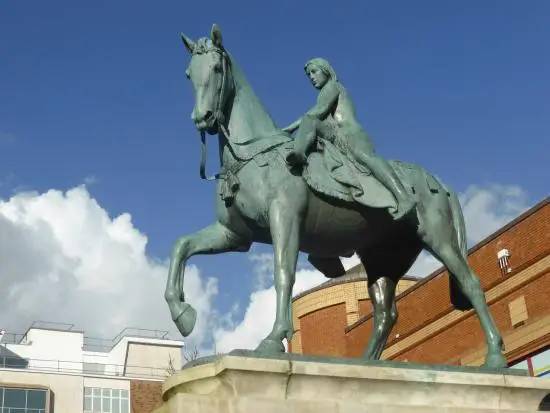 Antique Outdoor Woman Riding Horse Sculpture Bronze Lady