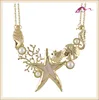 Gold sea star shell metal alloy charm pendant necklace for women chunky necklace