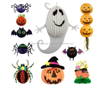 yiwu vintage paper art halloween honeycomb 3d hanging decorations lantern spider ghost bat pumpkin witch cat - Halloween Hanging Decorations yiwu vintage paper art halloween honeycomb 3d hanging decorations lantern spider ghost bat pumpkin witch cat - Halloween Hanging Decorations