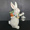 Easter bunny garden patio decoration resin rabbit statues with lantern