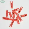 Custom Size Wooden Clothe Pins Red Color Painted Wooden Spring Pegs for Decoration