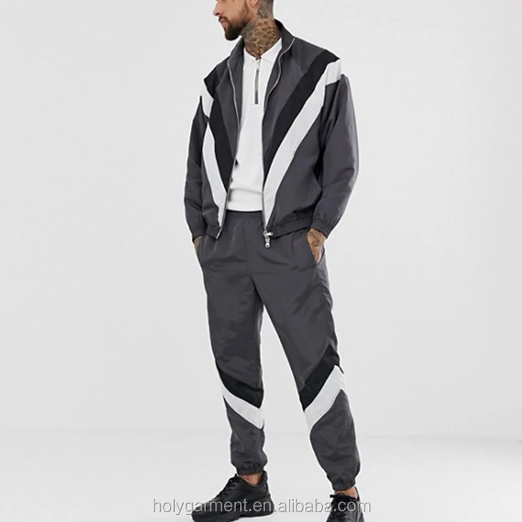 Custom Tracksuit Nylon Ripstop Contrast Stripe Jogging Suits Wholesale ...