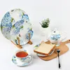 Light Blue Flowers Design Modern Fine bone china Tea Set