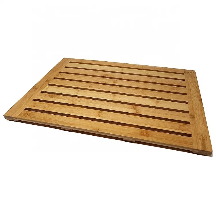 Sostenible y robusta alfombra de madera para baño Alfombrilla de ducha de 100% madera de acacia Alfombrilla de baño de madera antideslizante natural 40 x 60 sauna y bienestar 
