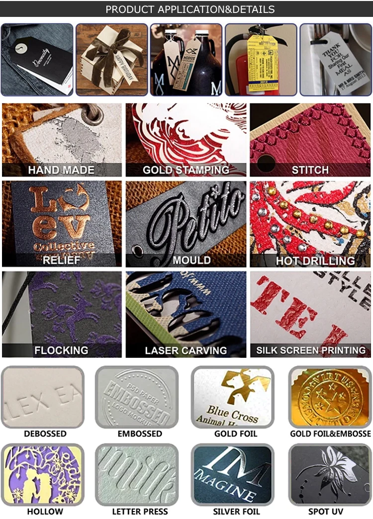 Personalized custom folded booklet paper hangtag with string