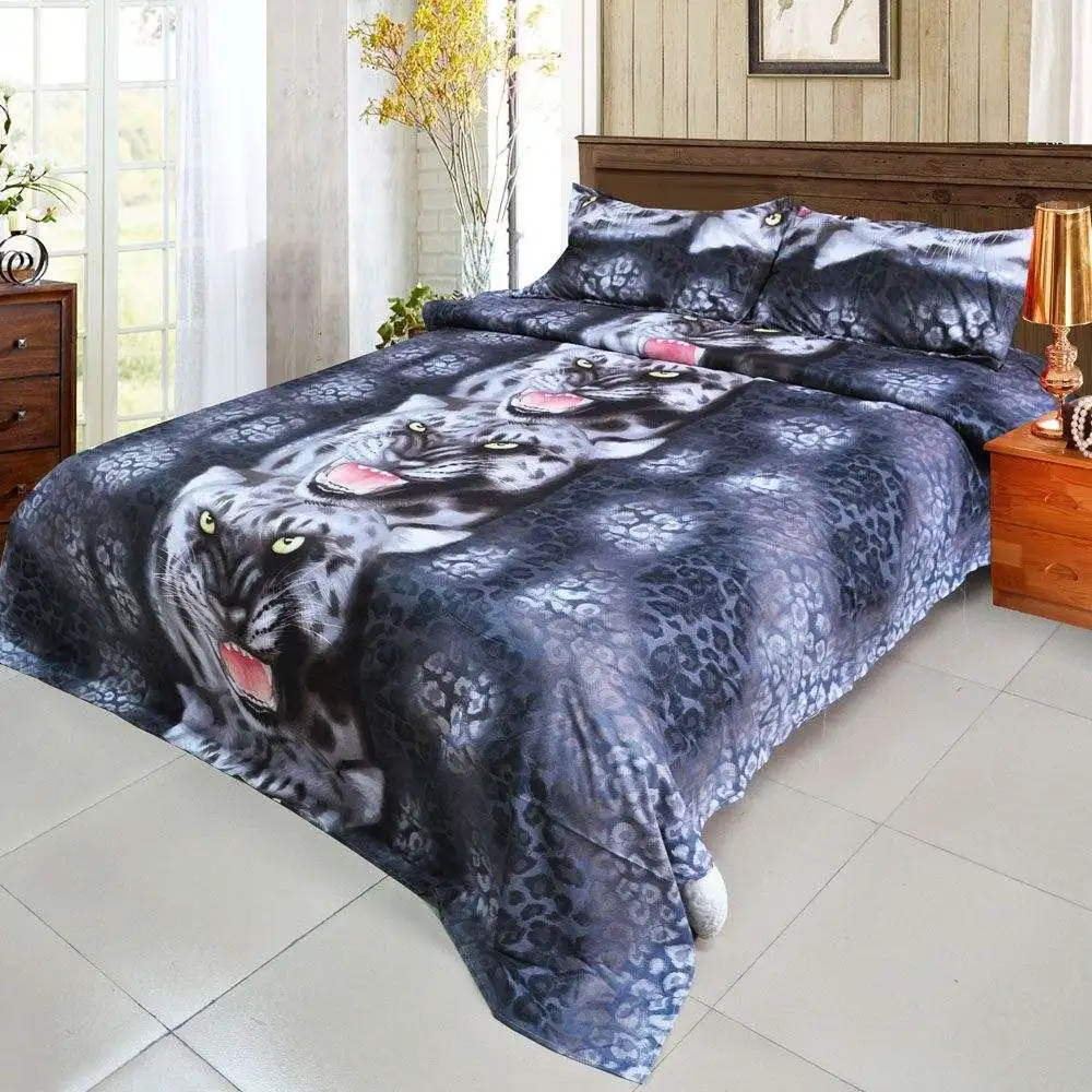 4pcs 3d Printed Bedding Set Bedclothes Black Tiger King Queen Size