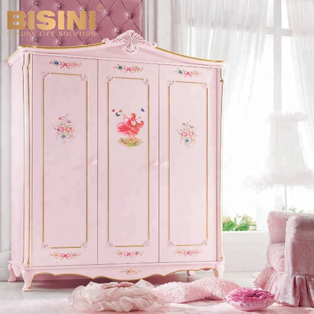 Bisini Luxury Princess Wardrobe Hand Carved Wardrobe Girl Lovely