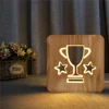 FS-T1878W wooden night light trophy shape 3d lamp