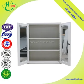 Laboratory Office Half Height Steel Hanging Cabinet With Glass