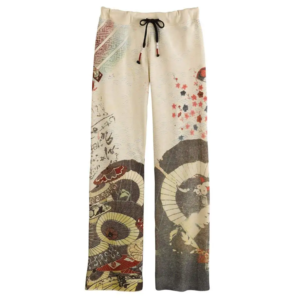 BIZ ENTERPRISES Women's Asian Print Lounge Pants -Japanese Umbrellas (...