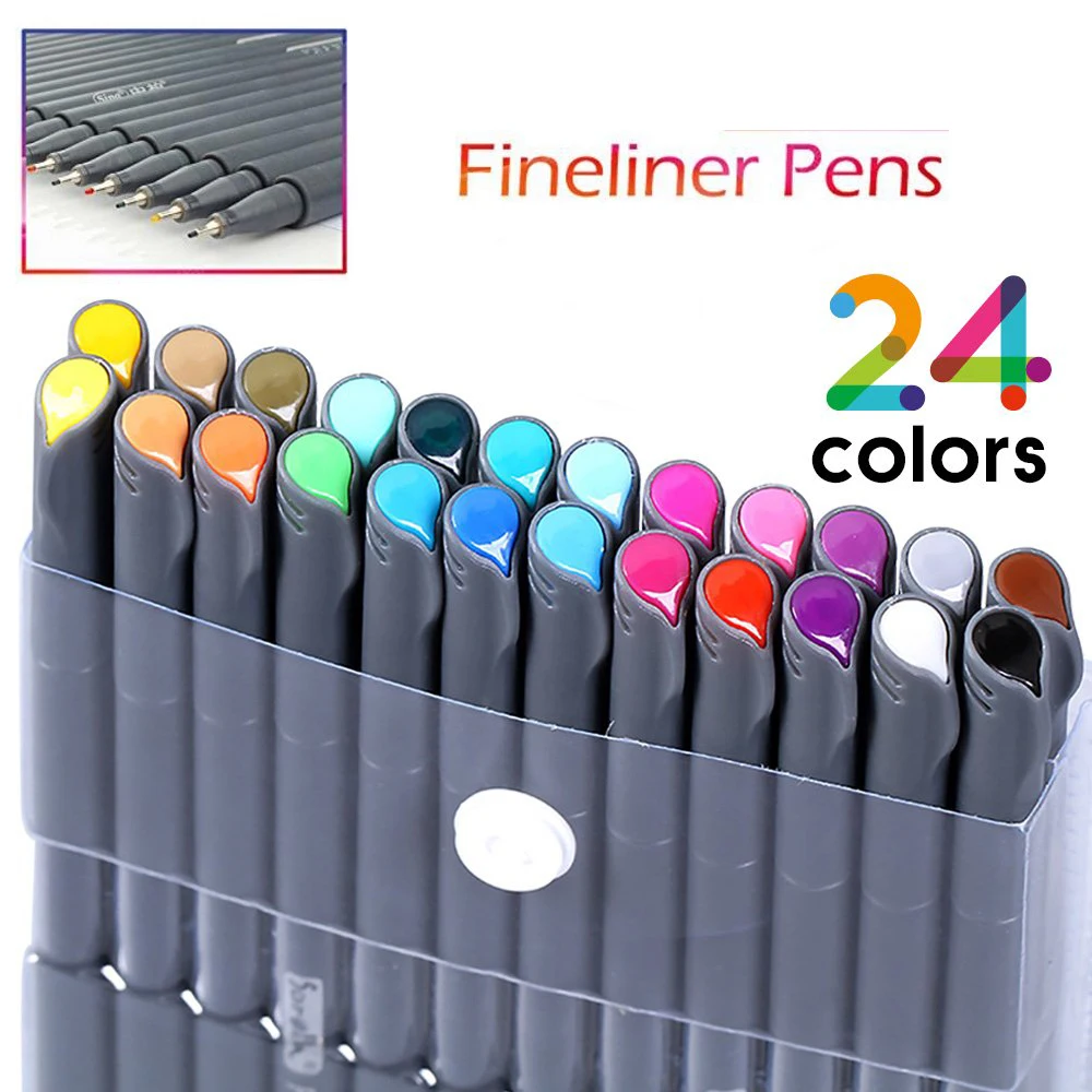 24colors Colored Pens Fine Point Markers Fine Tip Drawing Pens Porous