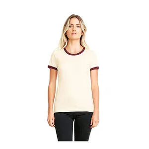 Wholesale clothing garment plain round neck women t shirts custom ringer ladies tee shirts Wholesale clothing garment plain round neck women t shirts custom ringer ladies tee shirts