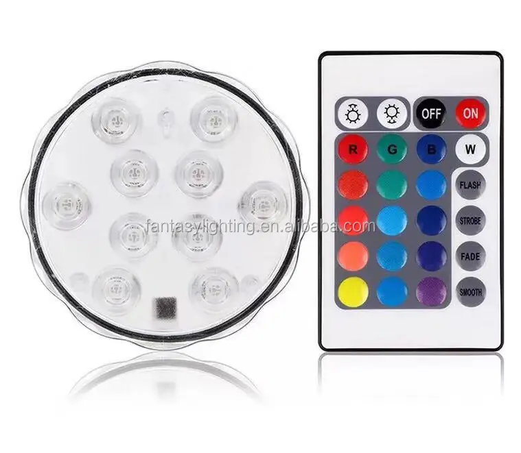 Battery Powered Remote Control 16 Color RGB Changing Waterproof Submersible Underwater Light for Fish Bowl Swimming Pool Wedding