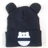 Kids Funny Cartoon Pattern Style and Common Fabric Feature Winter Snow Hat Two Corns Cartoon Beanie Cap