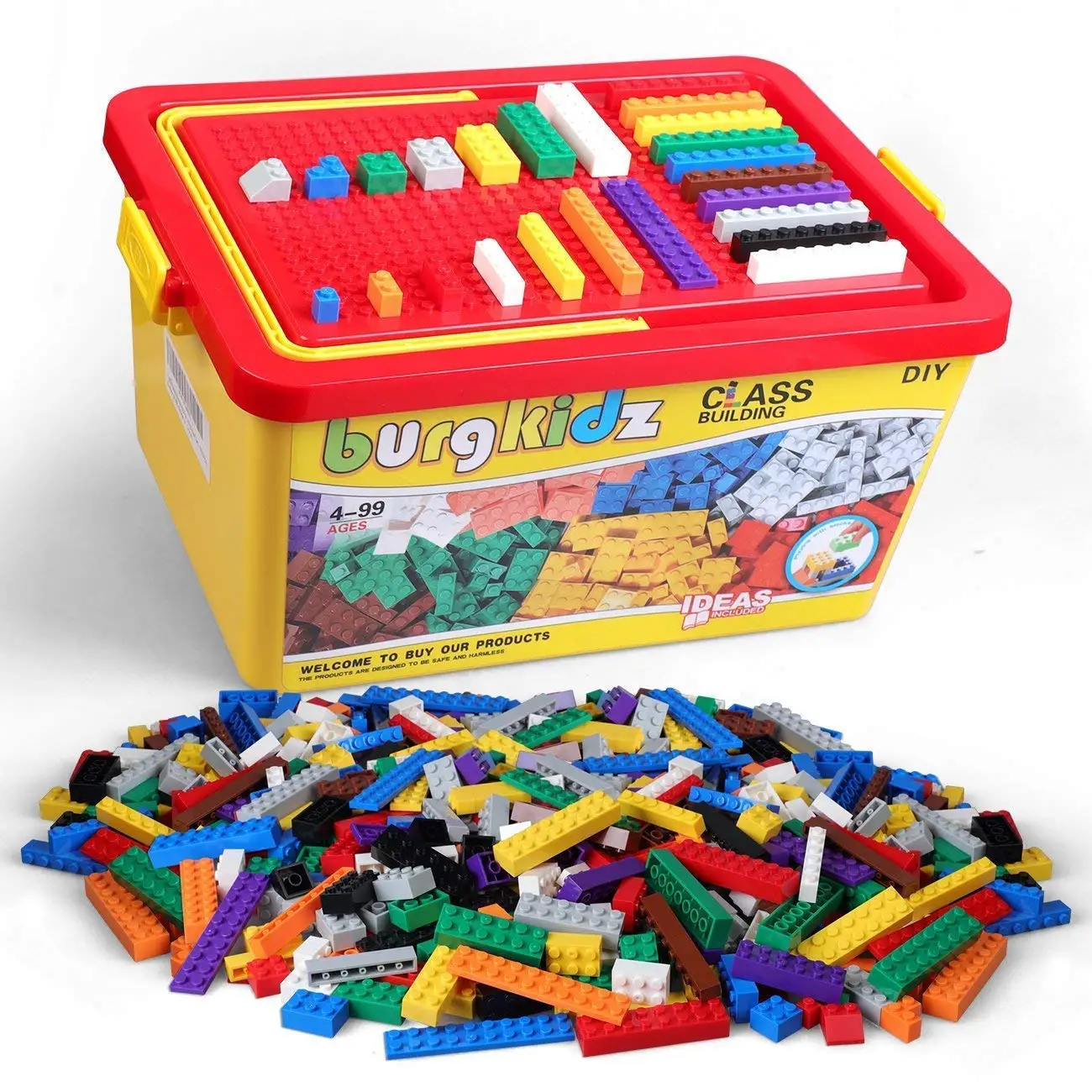 1000 Toy Building Blocks 1,000 Bricks Compatible Mixed Colors Great Creative Box Brick Loot