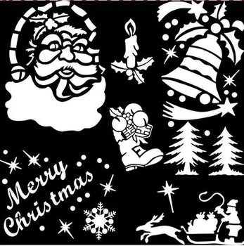 7pcs Set Window Glass Stencil Paper Christmas Spray Snow Template ...