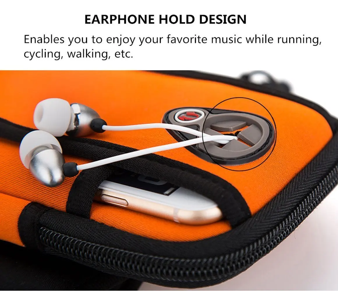 Sports Armband Cell Phone Holder Case Arm Band Strap With Zipper Pouch