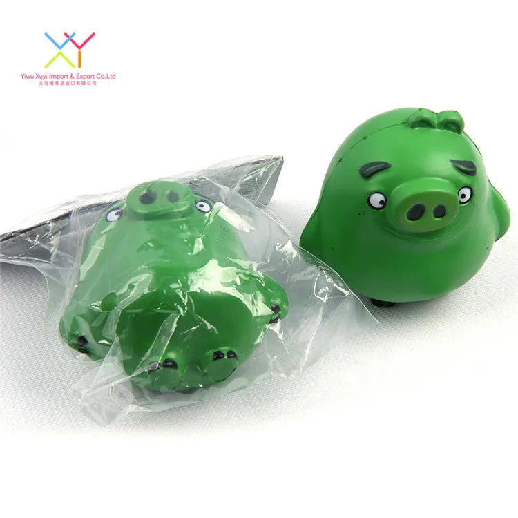Factory supplier eco-friendly promotional gift cheap squeeze pu green pig stress ball