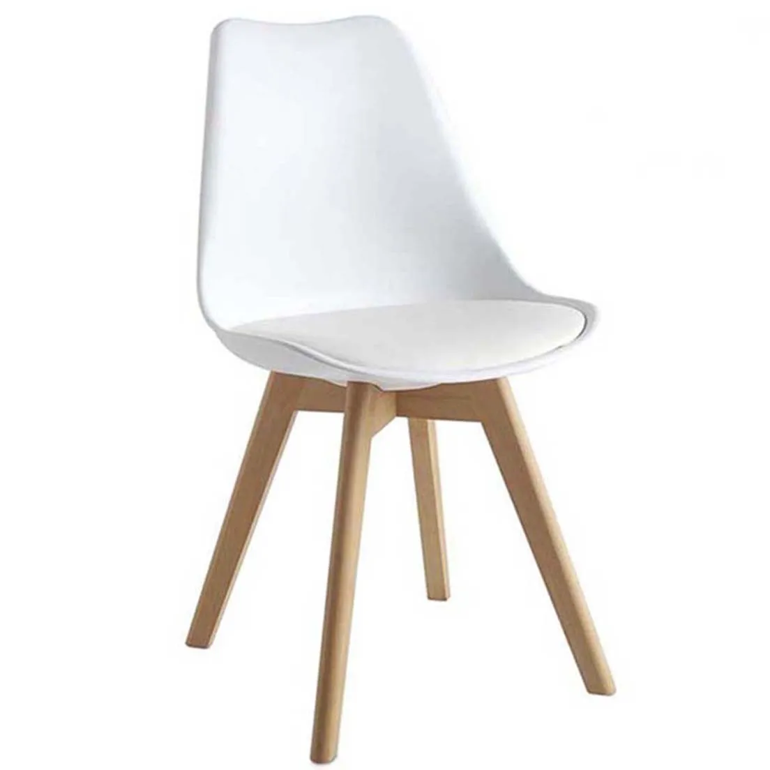 Contemporary Retro Molded White Plastic Dining Shell Chair White