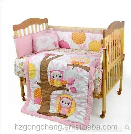 Bedding Set Baby 4pcs Set Pink Owl For Baby Girl