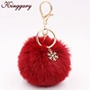 Lovely Fluffy Rabbit Ear Fur Ball Pendant Cute Artificial Rabbit Fur Pom Pom Keychain Women Car Bag Fancy Key Rings