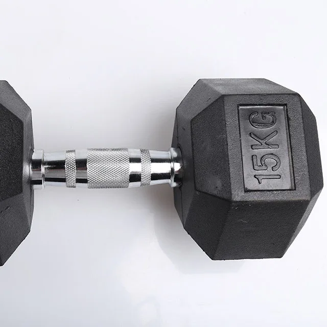 Black Rubber Hex Dumbbells