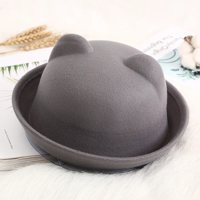 Sombrero de Fieltro de Lana Haptian Gorro de Fieltro con Orejas de Gato niños y niñas