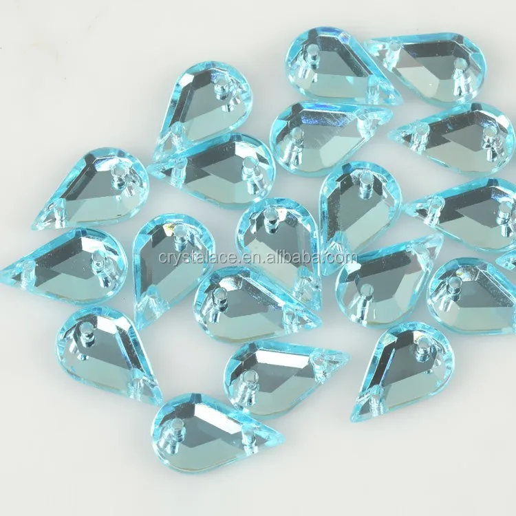 Flat back sew on Aquamarine tear drop acrylic beads China
