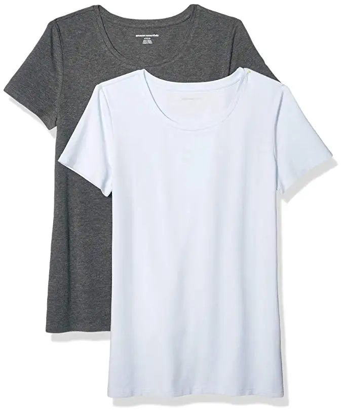 Summer Wear Ladies Tops T Shirts Plain Cotton Short Sleeve Scoop Neck ...