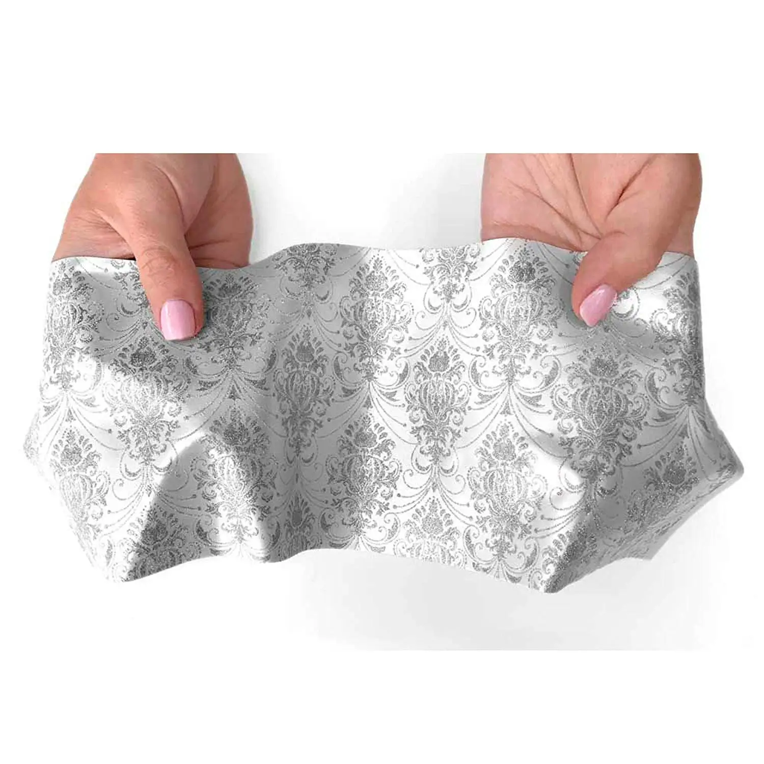 C'est La Vie Glitter Silver Pattern Edible Fabric by Crystal Candy