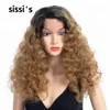 Xuchang Sissi hair synthetic hair high quality deep curly ombre color hair fashion lace front wig