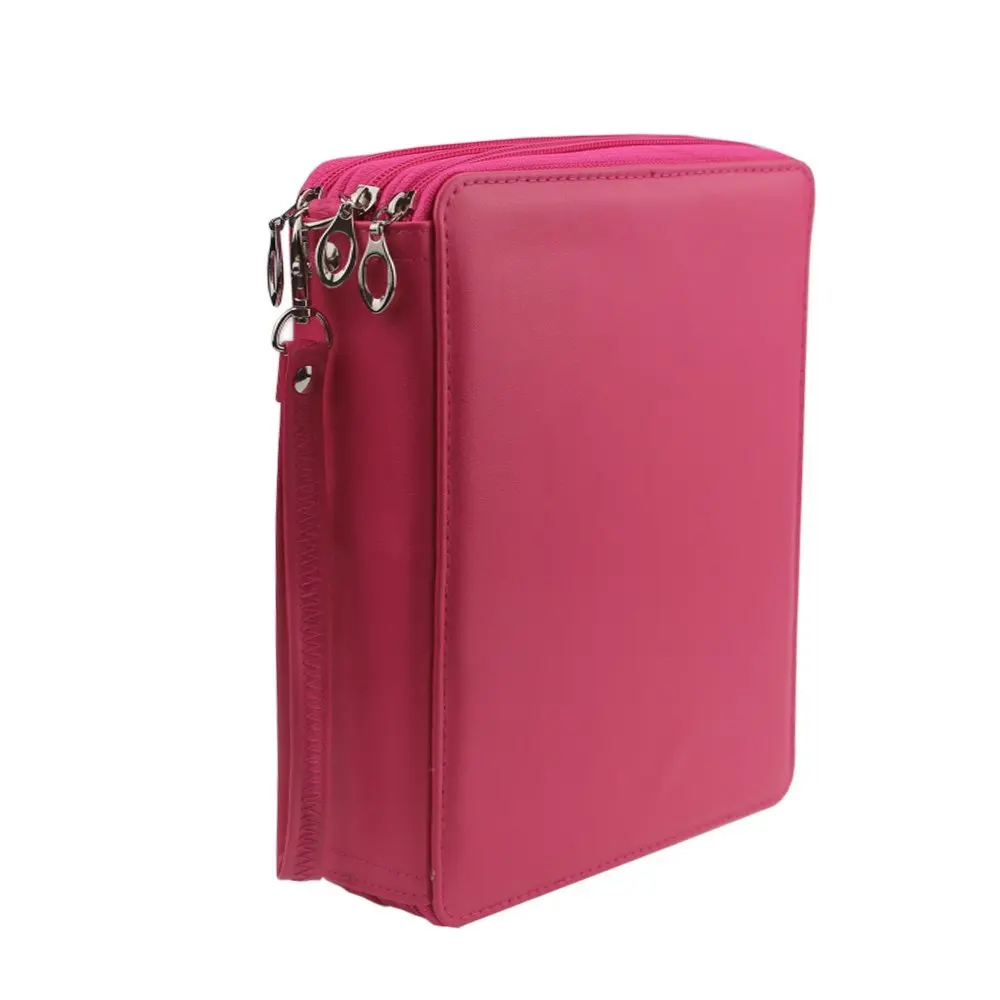 Pshine Large 120 Slots Colored Pencil holder- Pencil Case-Pencil bag-Pencil pouch-Pencil wrap with Zipper(Rose Red)
