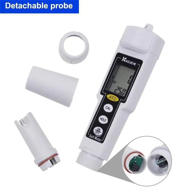 Máy đo muối cầm tay chính xác mới Máy đo muối CT-3080 Chất lượng nước Máy kiểm tra độ mặn kỹ thuật số Máy đo độ ẩm kỹ thuật số