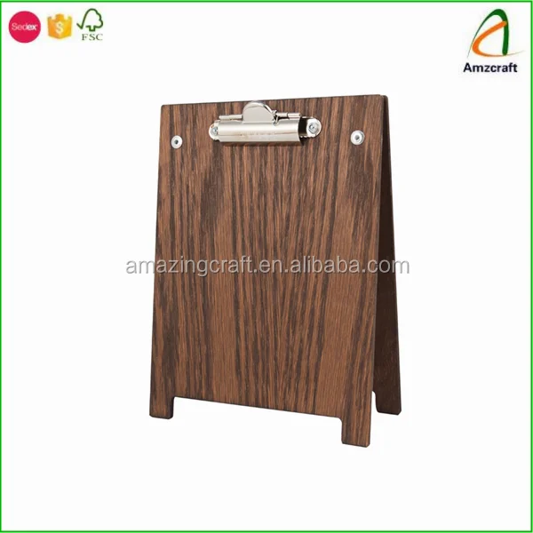 ダークオーク仕上げ木製aフレームメニューホルダークリップボード、バーカウンターディスプレイに最適 Buy をフレームメニューホルダー