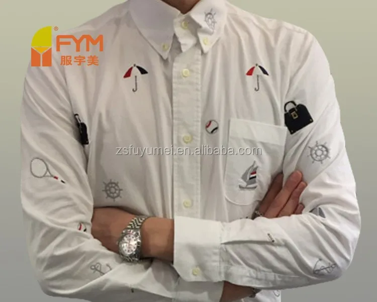 camisa blanca bordada hombre