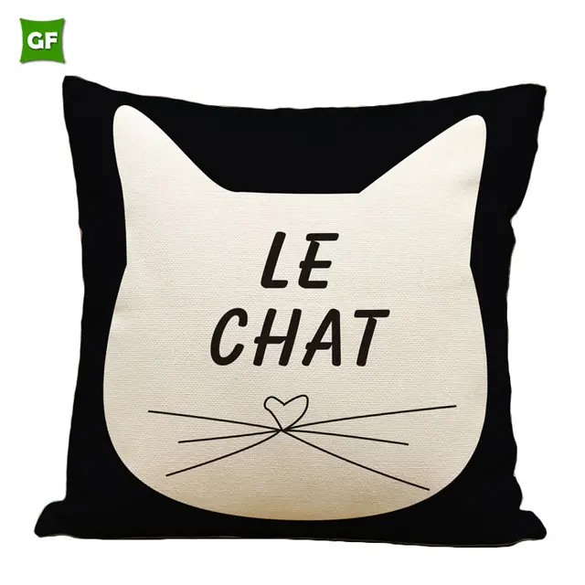 45x45cm square wholesale custom black white cartoon pussy image