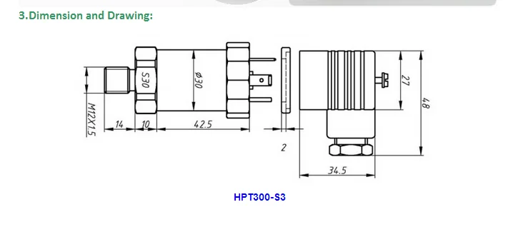 Hpt300-s-100 Psi Pressure Sensor,Pressure Transducer - Buy 100 Psi ...