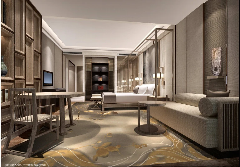 Guangzhou Foshan Hotel Guestroom Carpet and Sauna Room Carpet with Blue Plum Flower Design