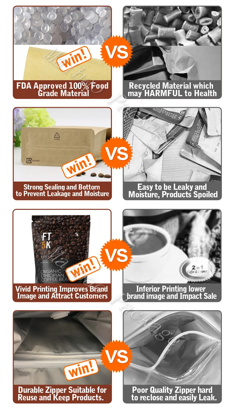 Kraft Paper Tin Tie Coffee Bag With Valve