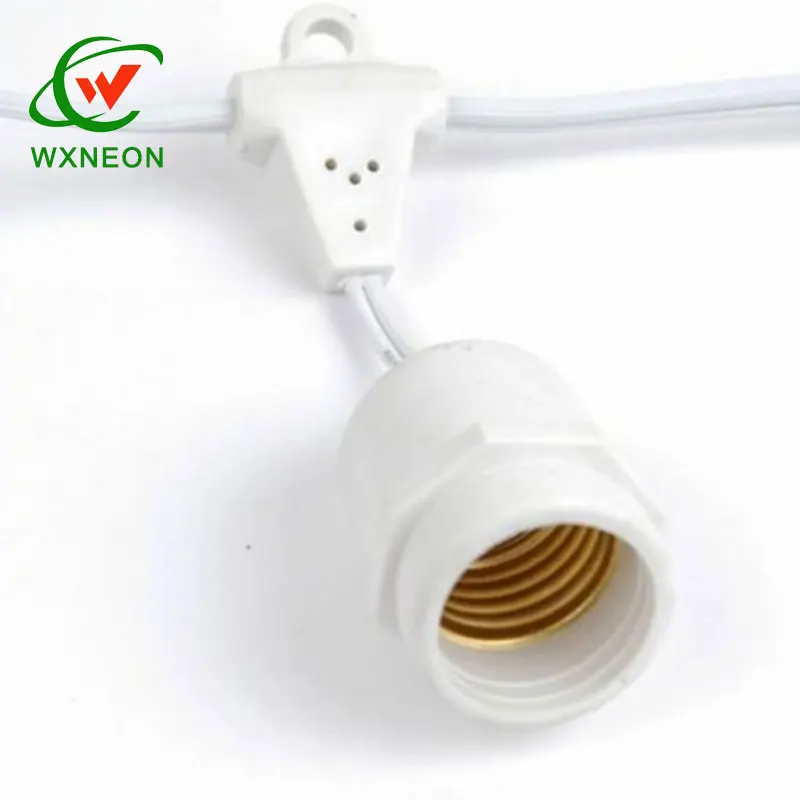 25ft White Wire 7 Sockets S14 E27 E26 Incandescent String Lights for Outdoor Patio Decoration